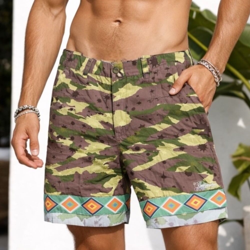 Billionaire Boys Club Camo Shorts Mens 30 Festival Streetwear BBC‎ Green Purple
